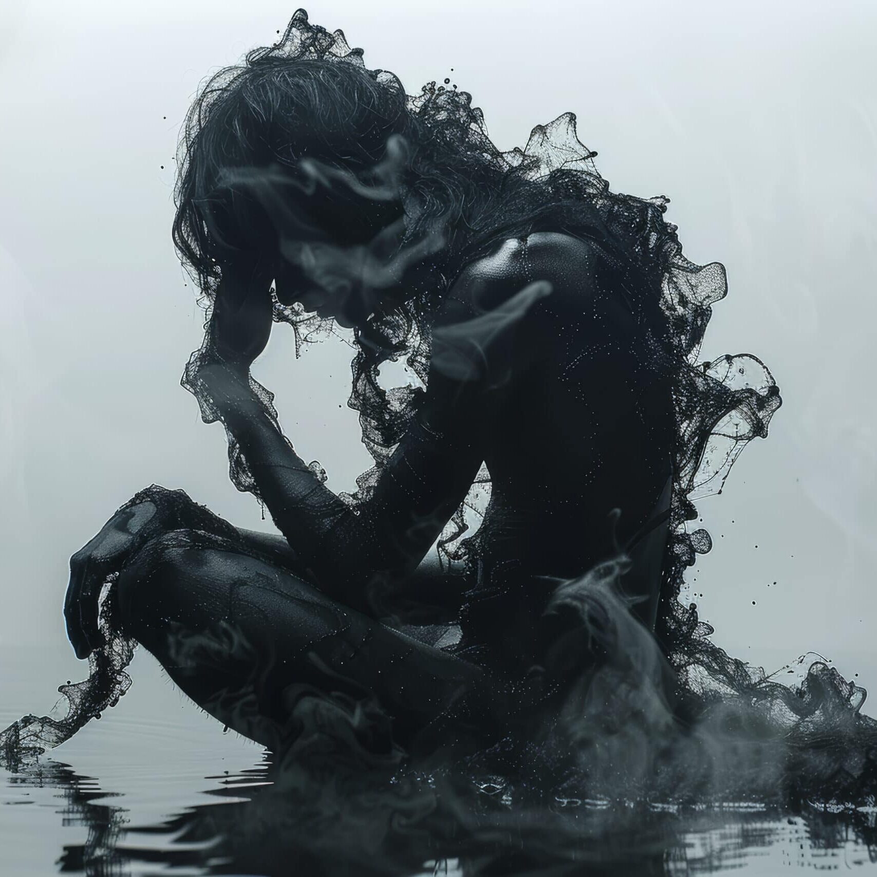 A symbolic representation of the emotional impact of chronic illness, portraying feelings of isolation, despair, and hope. Concept of psychological distress and coping strategies. Generative Ai.