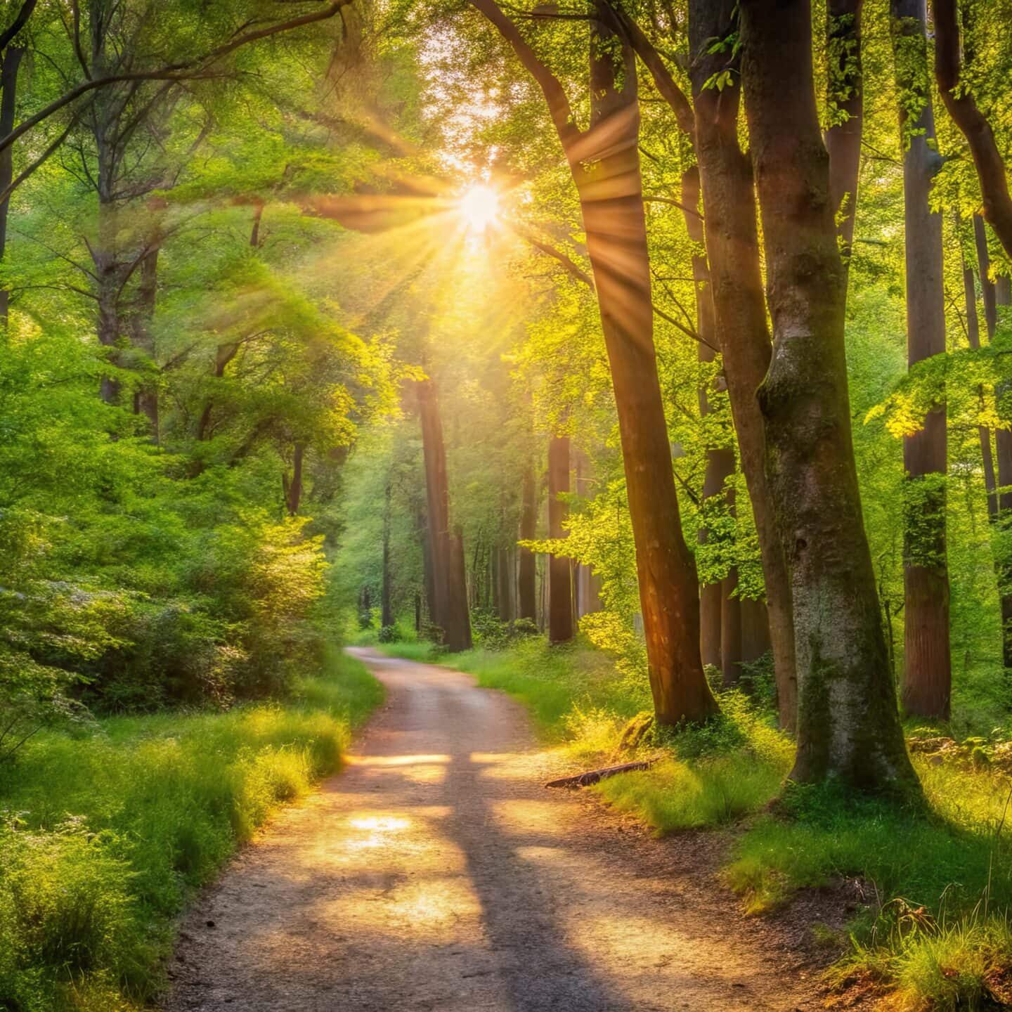 Light guiding the path through the forest